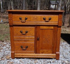 Antique Oak Chest Commode Washstand Dry Sink Country Farmhouse Cabinet