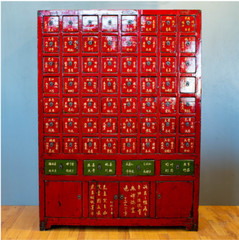Antique Chinese Wooden 60 Drawer Apothecary Cabinet
