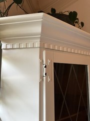 Ethan Allen China Cabinet Corner Hutch Vintage Farmhouse Shabby Chic White