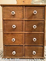 Antique Wooden Apothecary Spice Chest Cabinet 8 Drawers Primitive Farmhouse