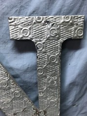 Decorative Salvage Large Tin Ceiling 24″ Silver Metal VTG Letter N Old 205-25B