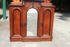Burl Walnut Victorian Marble Top Credenza Cabinet Sideboard Bar ~ Ca.1870