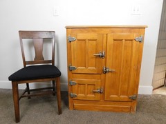 Antique REAL DEAL c1915 ALL Original Oak Ice Box Bar Storage Cabinet Chest VG