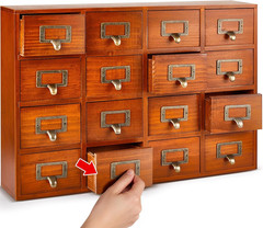 16 Drawers Apothecary Cabinet Library Card Catalog Cabinet Tabletop Vintage Apot