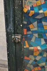 American Colonial Primitive Rustic Green Distress Paint Kitchen Cabinet Cupboard