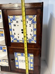 Dutch Delft Antique Wall Hanging Wooden Spice Cabinet Ceramic Clock Needs Parts