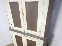 Antique Corner Cupboard Cabinet Blind doors Early Primitive 2 piece