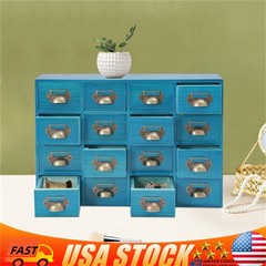 16 Drawers Vintage Tabletop Library Card Catalog Cabinet Apothecary Storage Box