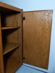 Vintage Rustic Country Mission Oak Wood Rolling Cabinet Dry Sink Bar Cart Shelf