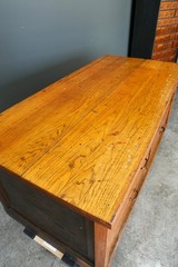 Antique Flat File Wood Apothecary Cabinet Store Counter Kitchen Island Vintage