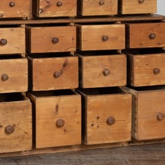 19th Century Large Pine Apothecary Display Cabinet with 57 Drawers