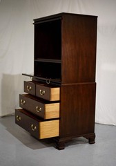 Vintage Chippendale Style Flip Top Media or Storage Unit with Faux Drawers
