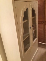 Antique Cabinet Hutch Carved Rose French Provincial Country Display Case Curio