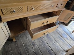 Stanley blonde atomic mcm buffet and China cabinet set