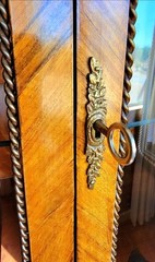 19century Louis XV Marquetry, Parquetry & Gold Gilded Bronze two tiered Cabinet