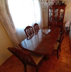 Antique Wooden China Cupboard and Wooden Table with 6 Chairs