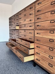 Antique 63 Drawer Lab, Parts or Apothecary Storage Cabinet, Card Catalog