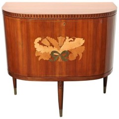 Paolo Buffa Unique Marquetry Liquor Cabinet by Serafino Arrighi, Italy, 1955
