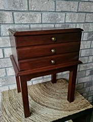 Antique Style Ethan Allen Flip Top Sewing Cabinet Silverware Chest Mahogany