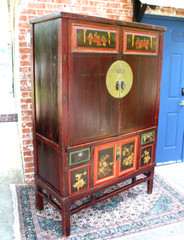 Chinese Antique 4 Drawer 4 Door Armoire / Cabinet