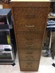 Rare Antique Macey Tiger Oak Metal Four Drawers File Cabinet Metal Body !