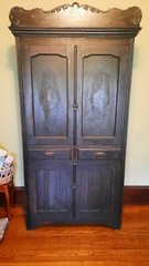Antique Pine Wood Victorian Cupboard/Pie Cabinet Hutch with Alligatored Finish