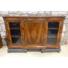 Victorian Napoleon III French Credenza Inlaid Gilt Metal Sideboard Cabinet 1800s