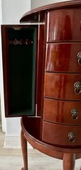 French Louis XV Style Demi-lune Mahogany Jewelry Chest (Lion Head) Fixtures