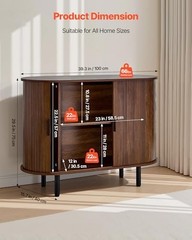 Mid Century Coffee Bar Cabinet with Storage, 2 Sliding Doors, Sideboard Buffet f