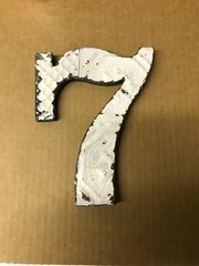 Decorative Salvaged Tin Ceiling 8″ Patchwork Shabby White Number 7 Metal 183-26B