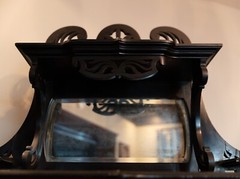 Freestanding Black Ornate Rosewood Cabinet 1800-1899 Glass Mirror Wood Antique