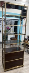 Brass and Walnut Frasier Etagere By Baker Laura Kirar Collection Shelf
