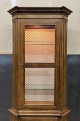 Mid-Century Baker Furniture Cherry & Burl Walnut Lighted Display Cabinet; Mint