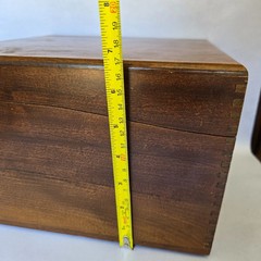 Vintage Oak Dovetail Card File Box Metal Slide Drawer