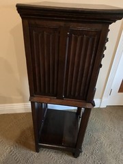 Antique Carved Wood French Gothic Oak Music Cabinet