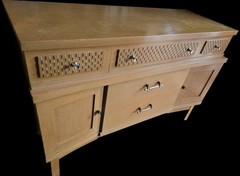 Stanley blonde atomic mcm buffet and China cabinet set