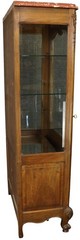 China Cabinet Louis XV French Rococo 1920 Walnut, Pink Marble, Glass, Mirror