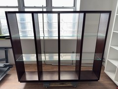 Mid Century Edward Wormley Dunbar Walnut Showcase Curio Display Cabinet Bookcase