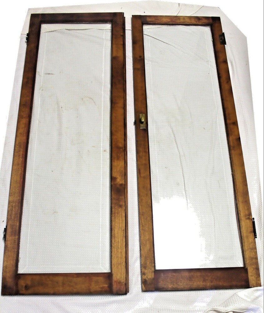 Antique Curio Cabinet Beveled Glass, Mahogany, & Brass Hardware Doors
