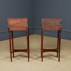 Antique English Victorian Small Pair Mahogany Bedsides Locker Tables Nightstands