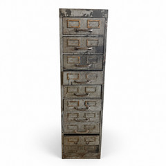 Vintage Industrial Metal Filing Cabinet 9 Drawer Card Catalog Document Index 5