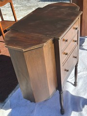 Vintage Martha Washington Sewing Cabinet – Octagonal Hardwood, 3 Drawers, Flip