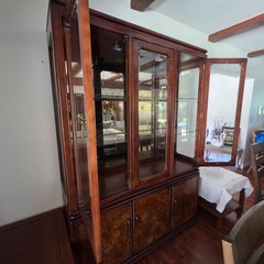 Two-Piece Mahogany and Burled Ashwood China Cabinet