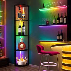 5 Tiers LED Corner Shelf ,65″ Stand Floor Lamps for 11.81 x 15.55 x 65 inches