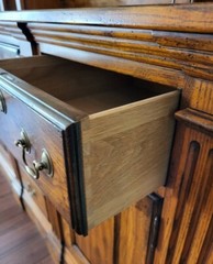 Vintage Oak China hutch cabinet by Hickory Chair Co. Custom built & finish