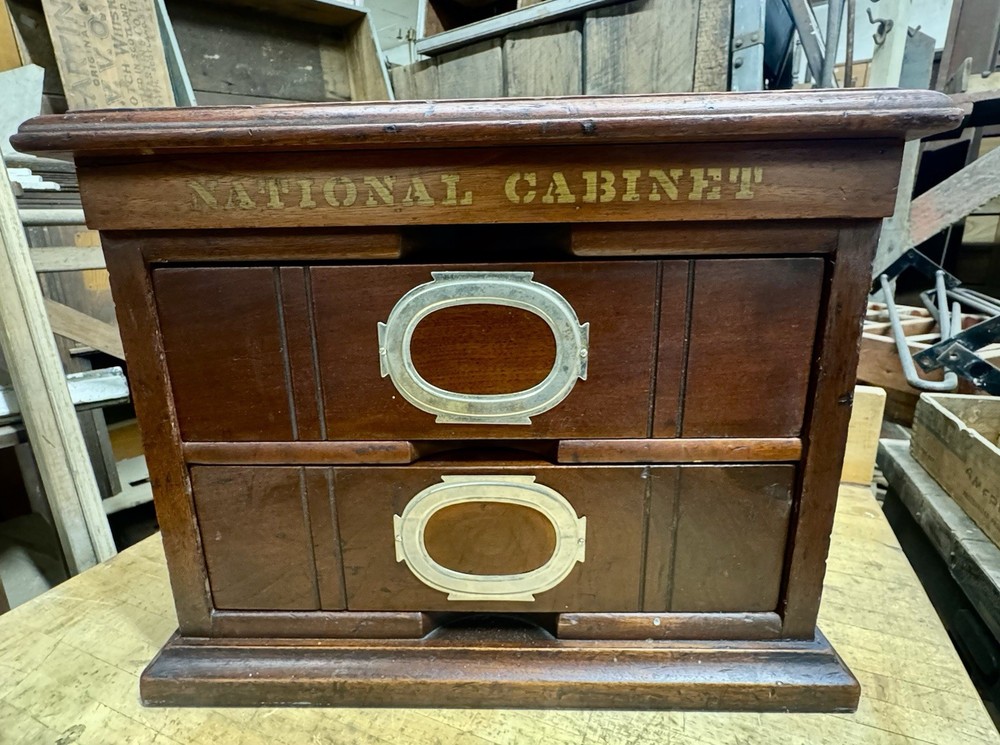 rare antique 1800’s National Cabinet file letter cabinet Wood box 2 Drawers