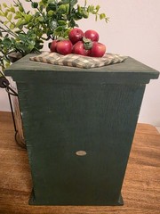 Vtg Small Rustic Green Wood 3 Drawer Trinket Spice Cabinet Apple Knobs Country