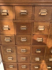 Antique Oak Wood Yawnan and Erne Mfg Co. Stacking Cabinet 28 Index File Drawers