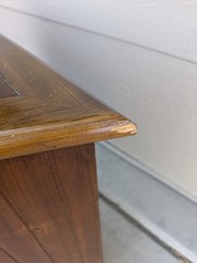 Vintage 1960s Mid Century Modern Basket Weave Walnut Console Hall Cabinet Table