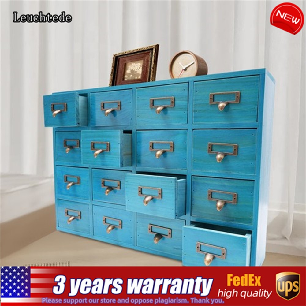 16 Drawers Apothecary Cabinet Library Card Catalog Cabinet Tabletop Vintage Apot